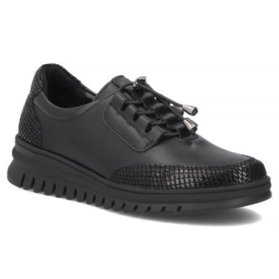 Women's leather half-notes on a wedge, black Filippo DP8102