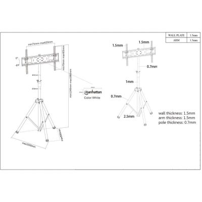 6. MANHATTAN TRIPOD TV STAND 37-70" UP TO 35KG ADJUSTABLE
