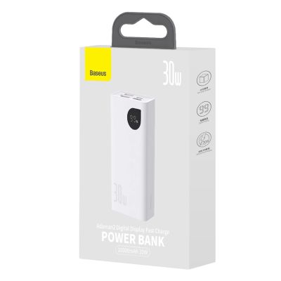 5. Baseus Adaman2 power bank with digital display 2x USB-A / 1x USB-C 10000mAh 30W - white
