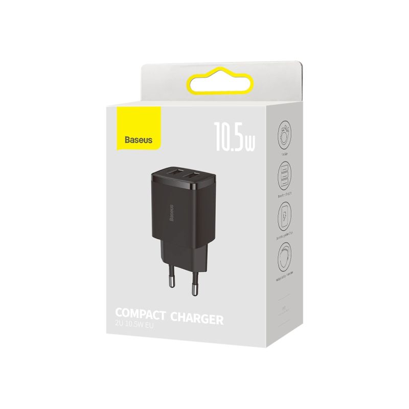 5. Baseus Compact charger 2x USB 10.5W black (CCXJ010201)