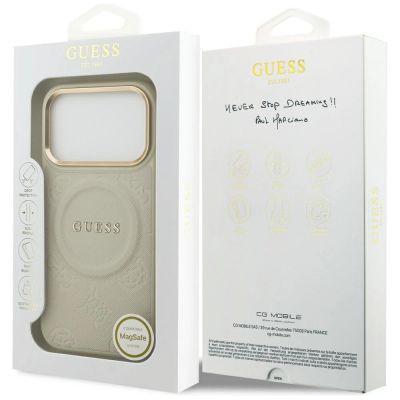 8. Guess Peony Hot Stamp MagSafe Case for iPhone 17 Pro - Beige