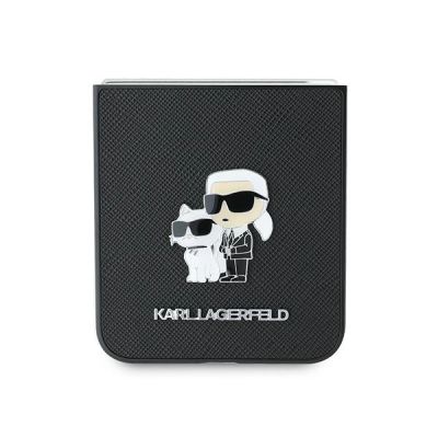 5. Karl Lagerfeld Saffiano Metal Pin Case for Samsung Galaxy Z Flip 6 - Black