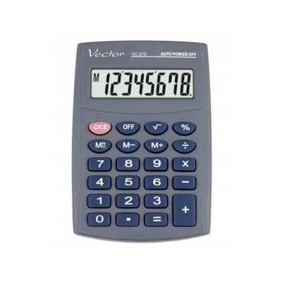 Vector KAV VC-210III Pocket Calculator, 8-digit, 64x98.5mm, gray