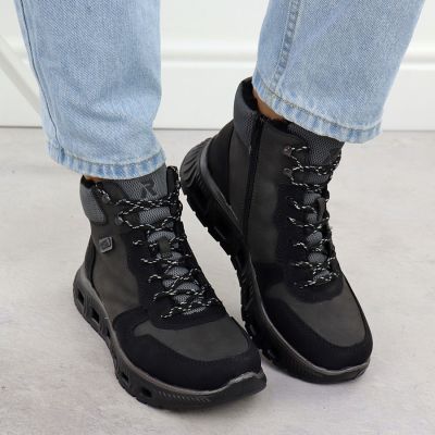 6. Rieker M6023-45 ultra-light waterproof women's ankle boots in black