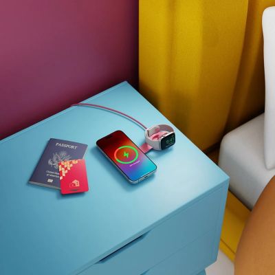 7. Twelve South ButterFly SE - Qi2 wireless charger for two devices, compatible with MagSafe, USB-C cable included (pink)