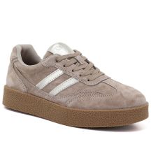 Women's beige leather platform sneakers S.Barski LR62-7107