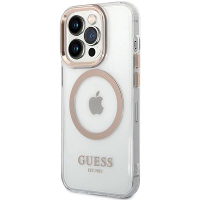 2. Guess Metal Outline MagSafe case for iPhone 15 Pro - gold