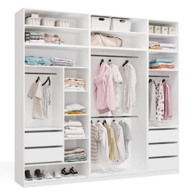 2. OPENO Modular Wardrobe SET 260/250 WHITE with Drawers, Rails and Shelves – Large, for the Bedroom