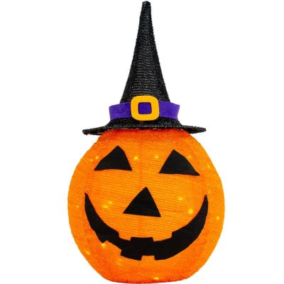 12. DECORATIVE PUMPKIN WITH HAT 68CM HALLOWEEN 30LED