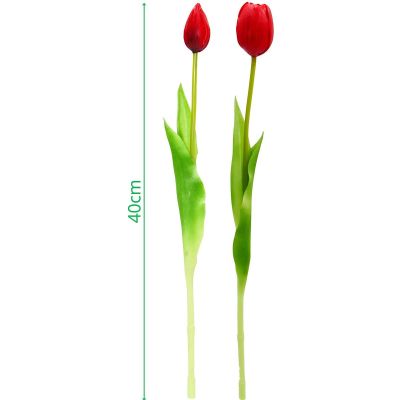 12. BOUQUET OF 5 RED TULIPS 39 CM LIKE LIFE SPRING DECORATION