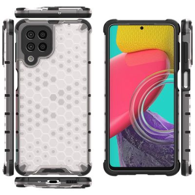 16. Honeycomb case armored cover with a gel frame for Samsung Galaxy M53 5G transparent