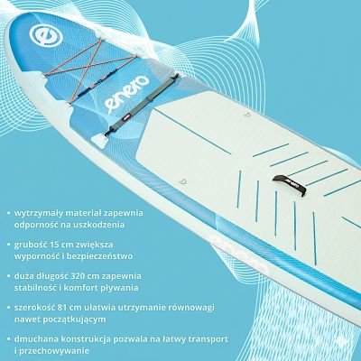 25. SET - 150KG INFLATABLE SUP BOARD ENERO 320x81x15CM