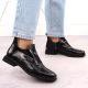 17. Women’s black crocodile-effect patent leather ankle boots with decorative detail, Filippo DBT6425