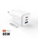 Fixed Mini Charger 1x USB-A 2x USB-C 3.25 A (FIXCG65M-2C1A-WH)