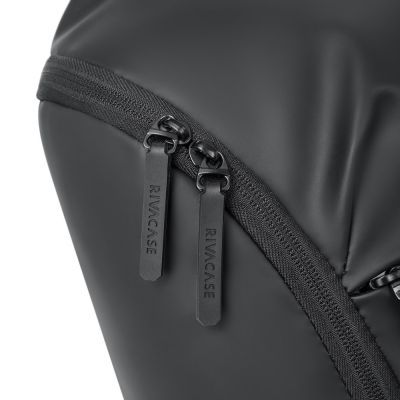 15. Rivacase Eden City Backpack Black Polyester, Waxed Leather (Pull Up)