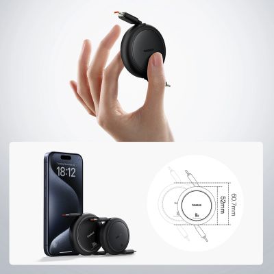 4. Baseus Free2Pull 60W USB-C Retractable Cable - USB-C 1m - Black