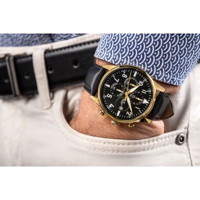 3. Men's Watch Giewont Chronograph Sapphire Black and Gold GW5630-A4
