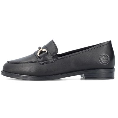 9. Women's leather moccasin shoes black Rieker 46262-01