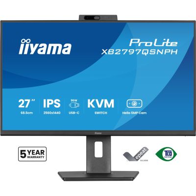 3. iiyama ProLite XB2797QSNPH-B1 27IN IPS LCD 4MS 2560X1440 350CD/M2 HDMI/DP/USB 2 computer monitor 68.6 cm (27") 2560 x 1440 px Quad HD Black