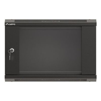 14. Wall-mounted installation rack cabinet 19" 6U 540x350 black glass door LANBERG (Flat Pack)
