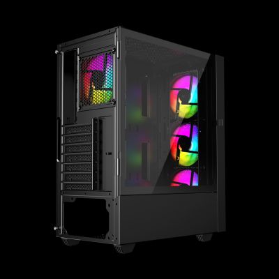 7. GEMBIRD FORNAX 4000 MIDI-TOWER CASE (2X USB 3.0, 1X USB 2.0, HD AUDIO, GLASS SIDE PANEL, ARGB BACKLIGHT) BLACK