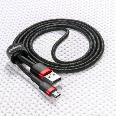10. Baseus Cafule Cable durable nylon cable USB / micro USB 2A 3M black-red (CAMKLF-H91)