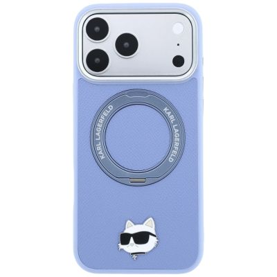 3. Karl Lagerfeld with Ring Stand 360 Choupette Head Pin MagSafe Case for iPhone 18 Pro / 17 Pro - Light Blue