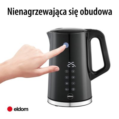 11. ELDOM CORDLESS KETTLE WITH TEMPERATURE CONTROL C540 JETTY 1.7 L 2200W BLACK