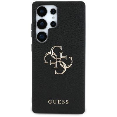 3. Guess Grained Big 4G Logo Small Classic Logo case for Samsung Galaxy S25 Ultra black