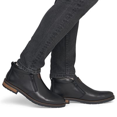 12. Men's leather ankle boots with zipper, black Rieker 14656-00