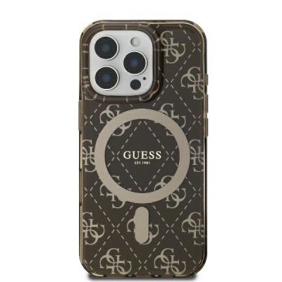 3. Guess IML 4G Background MagSafe iPhone 16 Pro Case - Brown