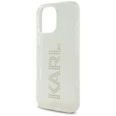 6. Karl Lagerfeld IML Rhinestones Logo iPhone 16 Pro Case - Clear