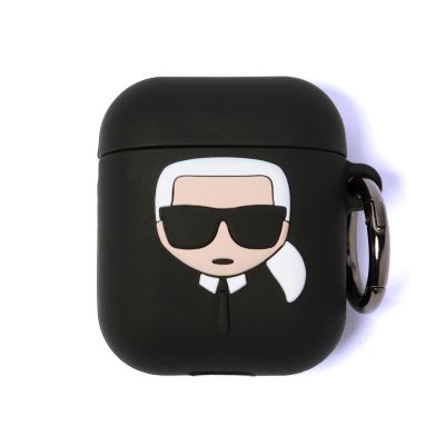 6. Karl Lagerfeld Silicone Ikonik Case for AirPods 1/2 - Black