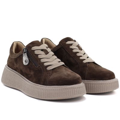 5. Women's leather suede platform shoes brown Jezzi 26PB18-566
