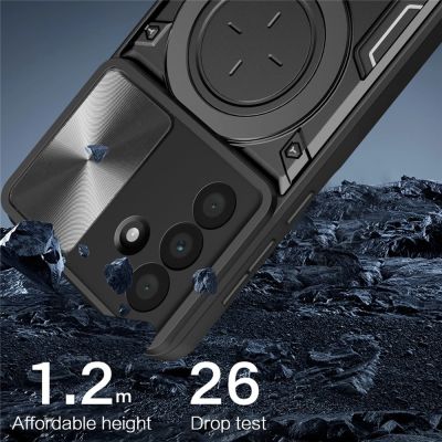 7. Samsung Galaxy A17 4G / A17 5G / A18 / A26 Case with Stand and Sliding Lens Cover - Black