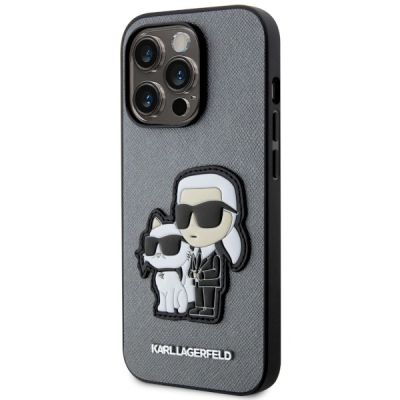 2. Karl Lagerfeld Saffiano Karl & Choupette case for iPhone 14 Pro 6 - silver