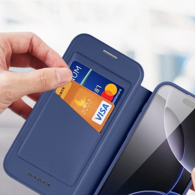 5. Dux Ducis Skin X Pro iPhone 17 Pro Case with Wallet, MagSafe Compatible - Blue