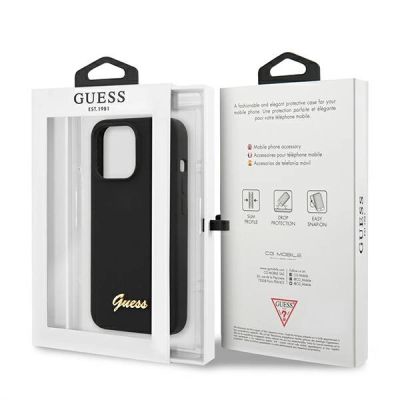8. Guess GUHMP13XLSLMGBK iPhone 13 Pro Max 6.7" black/black hardcase Silicone Script Gold Logo MagSafe