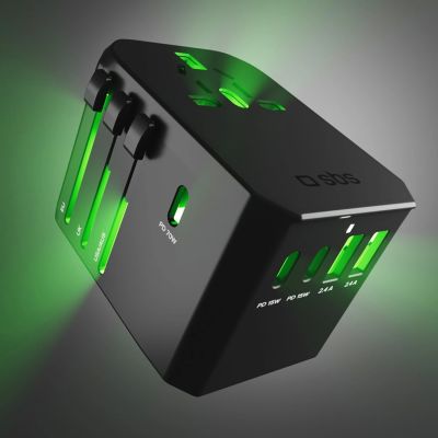 8. SBS Universal GaN Travel Adapter 70W 3xUSB-C 2xUSB-A with Case - Black
