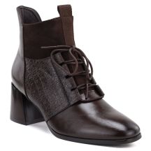 Women's insulated high-heeled ankle boots, brown, Vinceza 58670