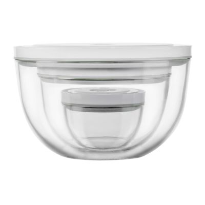 3. Set of 3 glass vacuum bowls with lids
