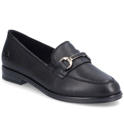 7. Women's leather moccasin shoes black Rieker 46262-01