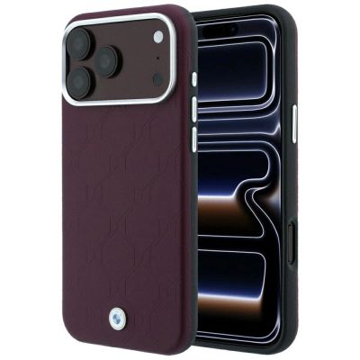 BMW Sign Deboss Quilted Metal Logo MagSafe Case for iPhone 18 Pro Max / 17 Pro Max - Burgundy