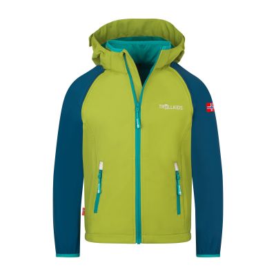 Trollkids Rondane Zip-Off XT Softshell Jacket pear green/Madeira blue/sea green (819-360)