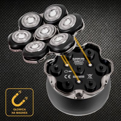 5. ELDOM G60 7-BLADE RASHING SHAVER LED DISPLAY, BUTTON TRAVEL LOCK IPX6, 120 MIN RUN TIME