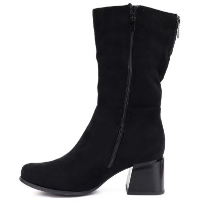 8. Women's short high-heeled boots in black suede Jezzi ASA269-7