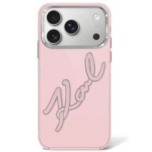Karl Lagerfeld IML Big Signature Resin Metal Frame Case for iPhone 17 Pro / 18 Pro - Pink