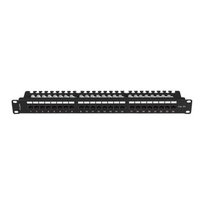 4. Patch panel 24 port 1U 19" category 6A UTP with cable organizer black LANBERG
