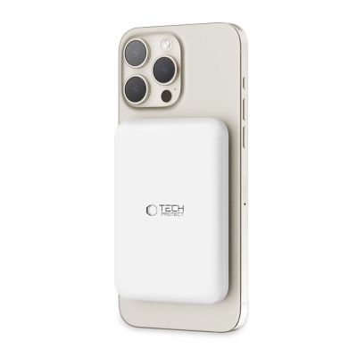 9. Tech-Protect LifeMag PB10 Powerbank with MagSafe 5000mAh 15W USB-C port - white + USB-C cable