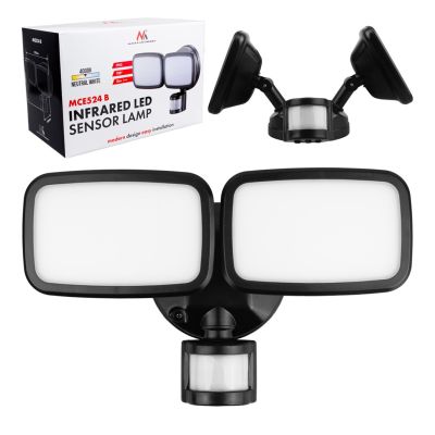 4. MACLEAN LED WALL LAMP, WITH PIR SENSOR, 20W, 1500LM, IP65, NEUTRAL WHITE 4000K, BLACK MCE524 B